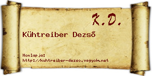Kühtreiber Dezső névjegykártya